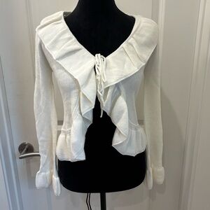 NWT Pink Rose Cream Ruffled sweater shrug - XS